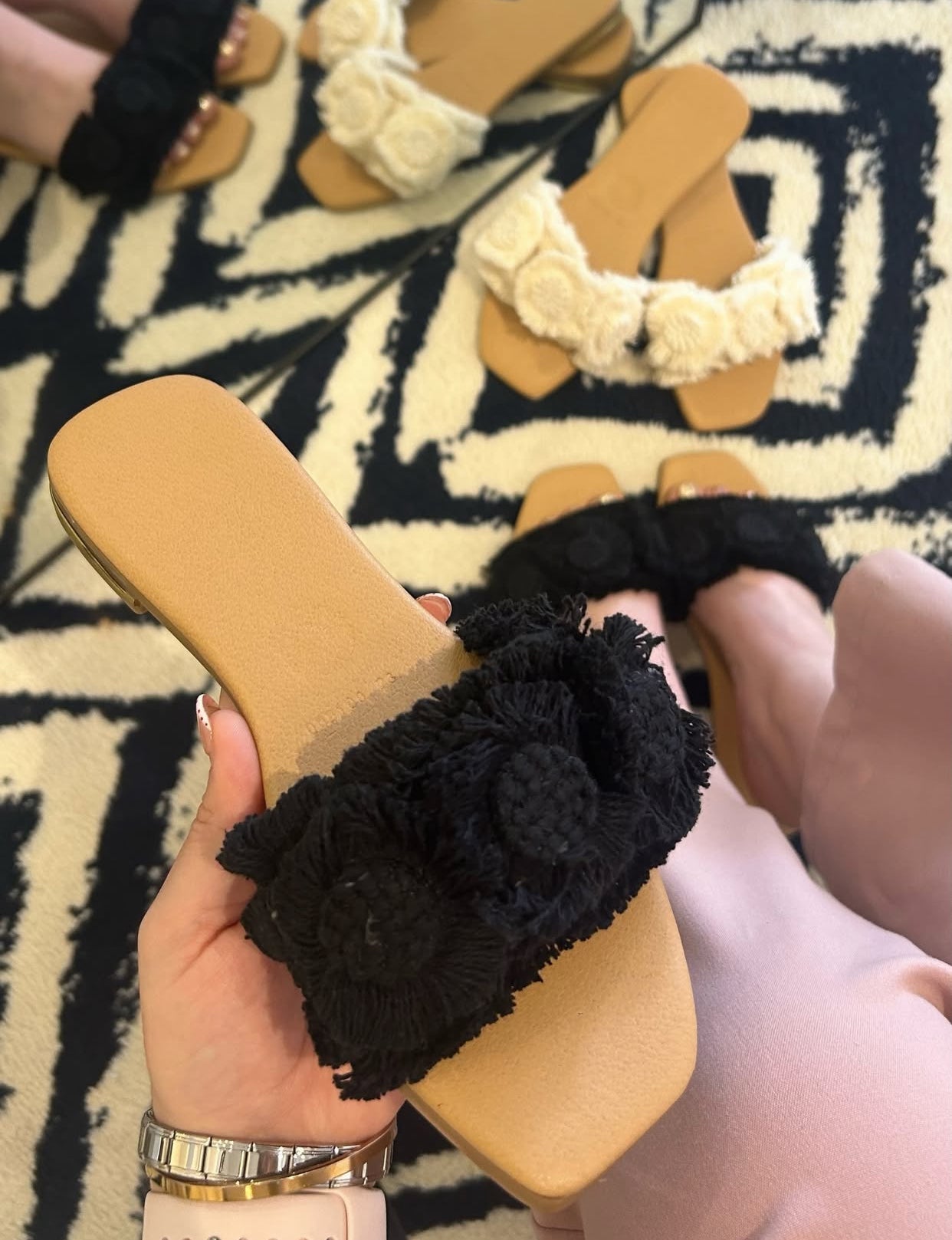 Sandalia Hash Flores Negro