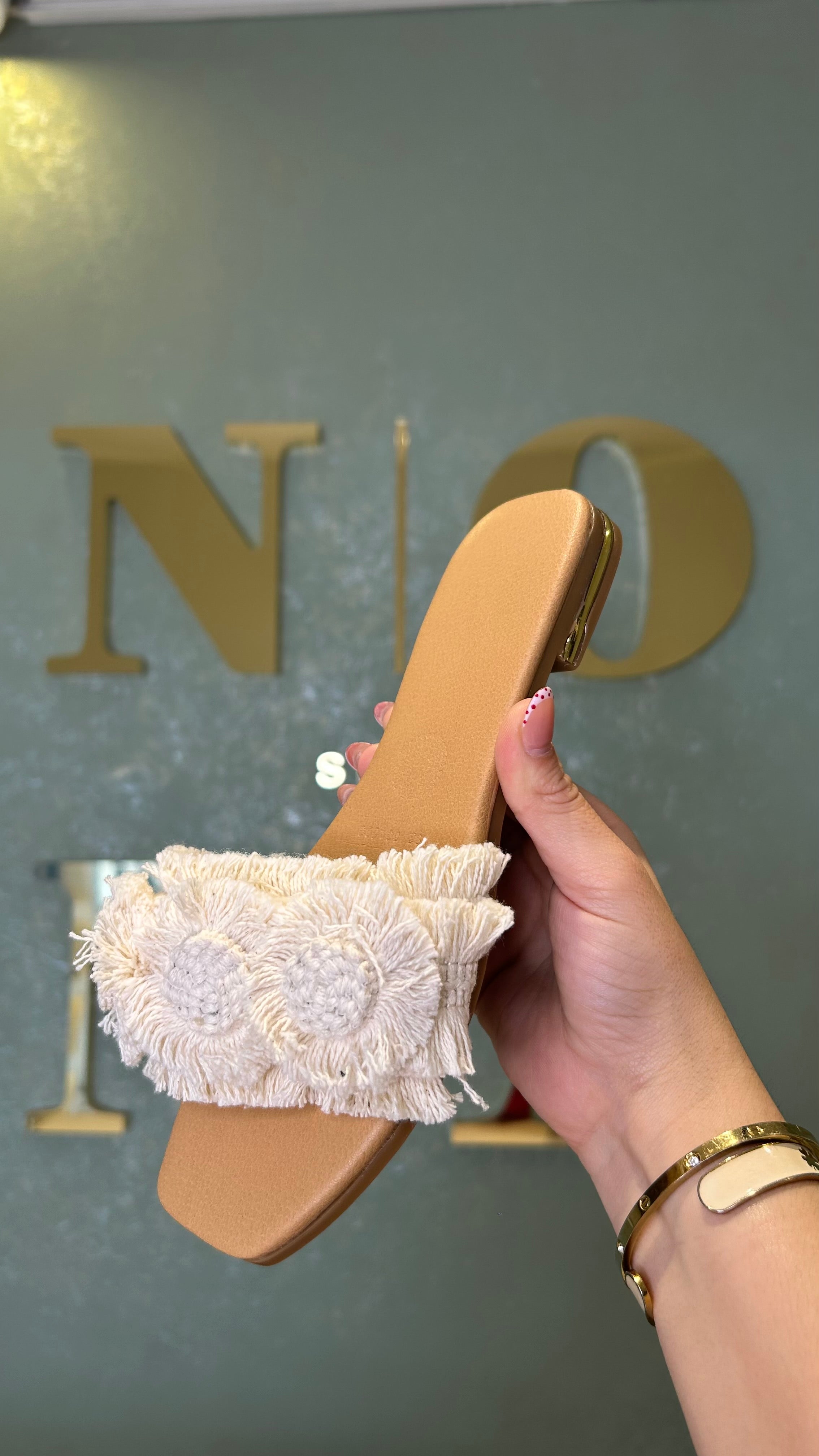 Sandalia Hash Flores Beige